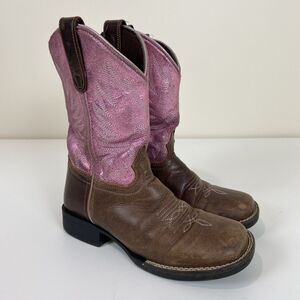 Shyanne Miss Molly Girls Square Toe Cowboy Boots Sz 2D 20090 Leather Pink Purple